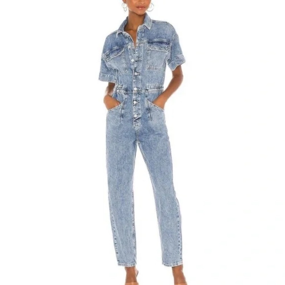 FREE PEOPLE Marci Denim Coverall in Wash Clear Skies